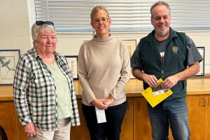 L to R: Barb Henderson, Board Chair of Northumberland Fair Is Fair Trade Group; Vicki Mink, GRCA Board Chair; and, Derrick Cunningham, Store Manager of Ten Thousand Villages Cobourg