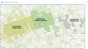 Screenshot of the online Ganaraska Forest Trails Map