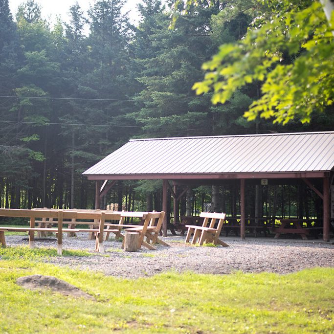 Fire pit and picnic shelter at the GFC