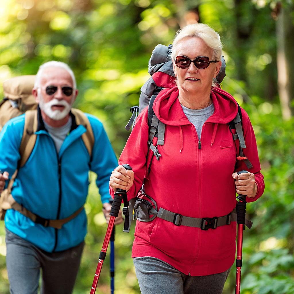Senior couple hiking in the Forest