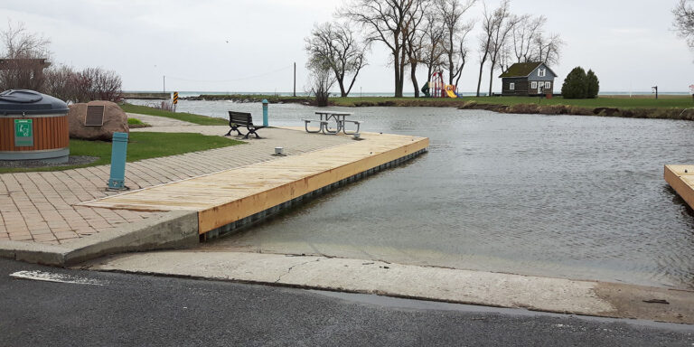 Boat ramp with high water at Lake Ontario
